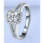 Női eljegyzési gyűrű, ezüst, kristályos, 8