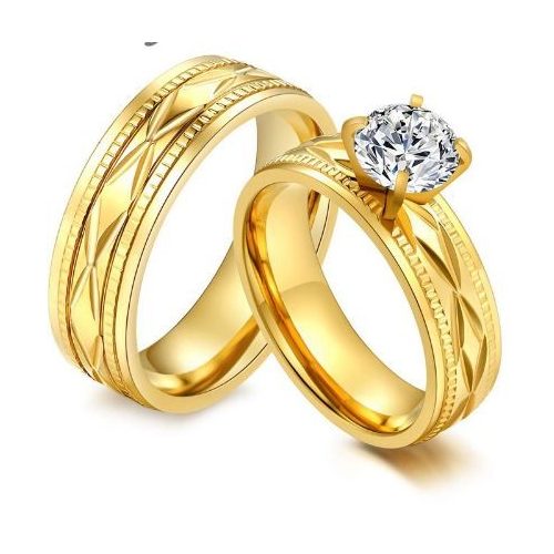 Férfi karikagyűrű, nemesacél, arany színű, 11-es méret 