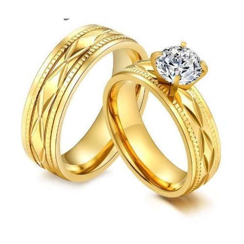 Női karikagyűrű, nemesacél, arany színű, 6-os méret 