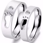 Női karikagyűrű lábnyommal, nemesacél, ezüst színű, 7 