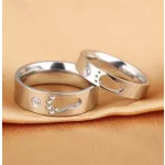 Női karikagyűrű lábnyommal, nemesacél, ezüst színű, 8 