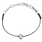Zsinór karkötő, Black Rhodium, Swarovski köves