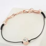 Zsinór karkötő, Black Arany, Swarovski köves