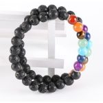 Csakra-kiegyensúlyozó karkötő lávakővel és féldrágakövekkel 