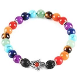Fatima keze karkötő a 7 csakra színeivel 