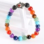 Fatima keze karkötő a 7 csakra színeivel 