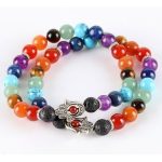 Fatima keze karkötő a 7 csakra színeivel 