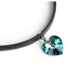 Szív medálos bőr nyaklánc, Crystal BBL, Swarovski köves