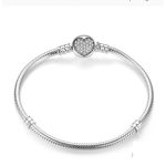 Ezüst karperec szívecskével, 17 cm