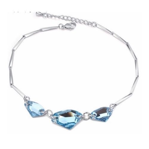 Bokalánc, magas minőségű, Swarovski kristállyal díszített, Aquamarine 
