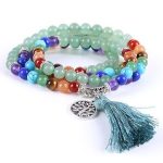 Féldrágaköves mala, bojt díszítéssel, zöld 