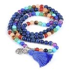 Féldrágaköves mala, bojt díszítéssel, kék 