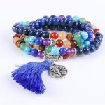 Féldrágaköves mala, bojt díszítéssel, kék 