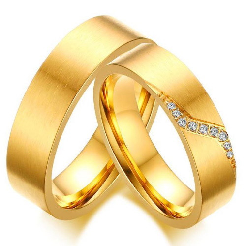 Férfi karikagyűrű, nemesacél, matt arany, 9-es méret