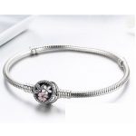 Ezüst karperec cseresznyevirággal, 17 cm