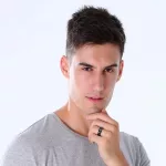 Férfi karikagyűrű, nemesacél, fekete, 9 