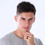 Férfi karikagyűrű, nemesacél, fekete, 12 