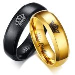 Férfi karikagyűrű, koronás, nemesacél, fekete, 13 