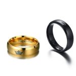 Férfi karikagyűrű, koronás, nemesacél, fekete, 13 