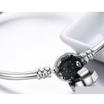 Ezüst karperec kék szem motívummal, 17 cm