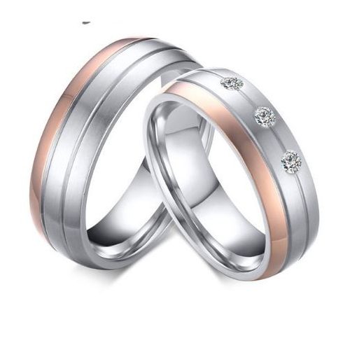 Férfi karikagyűrű, nemesacél, ezüst/rózsaszín, 11-es méret 