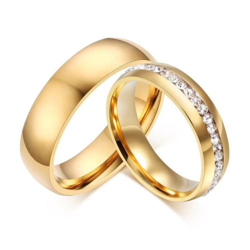 Férfi karikagyűrű, nemesacél, aranyszínű, 9-es méret 