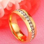 Női karikagyűrű, nemesacél, aranyszínű, 10 