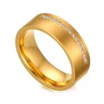 Női karikagyűrű, széles, nemesacél, arany színű, 9 