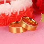 Női karikagyűrű, széles, nemesacél, arany színű, 9 