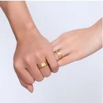 Női karikagyűrű, széles, nemesacél, arany színű, 9 