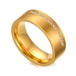 Női karikagyűrű, széles, nemesacél, arany színű, 8 