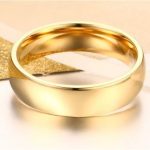 Női karikagyűrű, klasszikus stílusú, nemesacél, arany színű, 7 