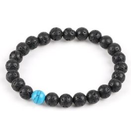   Meditációs karkötő fekete lávakővel és türkiz gyönggyel 