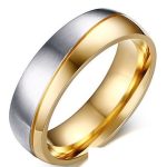 Férfi karikagyűrű, nemesacél, aranyszínű, 9 