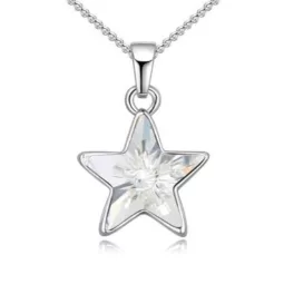   Nyaklánc csillag medállal, Swarovski kristállyal díszített, fehér