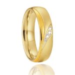 Női karikagyűrű hullámos mintával, nemesacél, aranyszínű, 6