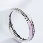 Strasszos ezüst gyűrű, pink, 6