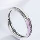 Strasszos ezüst gyűrű, pink, 6-os méret