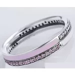 Strasszos ezüst gyűrű, pink, 6