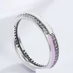Strasszos ezüst gyűrű, pink, 7