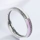Strasszos ezüst gyűrű, pink, 7-es méret