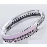 Strasszos ezüst gyűrű, pink, 7