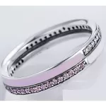 Strasszos ezüst gyűrű, pink, 8