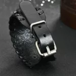 Punk karkötő, bőr, fekete, fém csattal