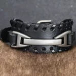 Punk karkötő, bőr, fekete, fém csattal