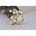 Férfi karikagyűrű ezüst sávval, nemesacél, arany színű, 11 