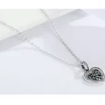 Ezüst nyaklánc szívben életfa medállal, zöld