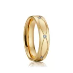 Női karikagyűrű hullámmintával, titánacél, aranyszínű,  6