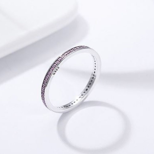 Ezüst gyűrű kristályokkal, lila, 6-os méret