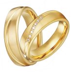 Férfi karikagyűrű, titánacél, aranyszínű, 14